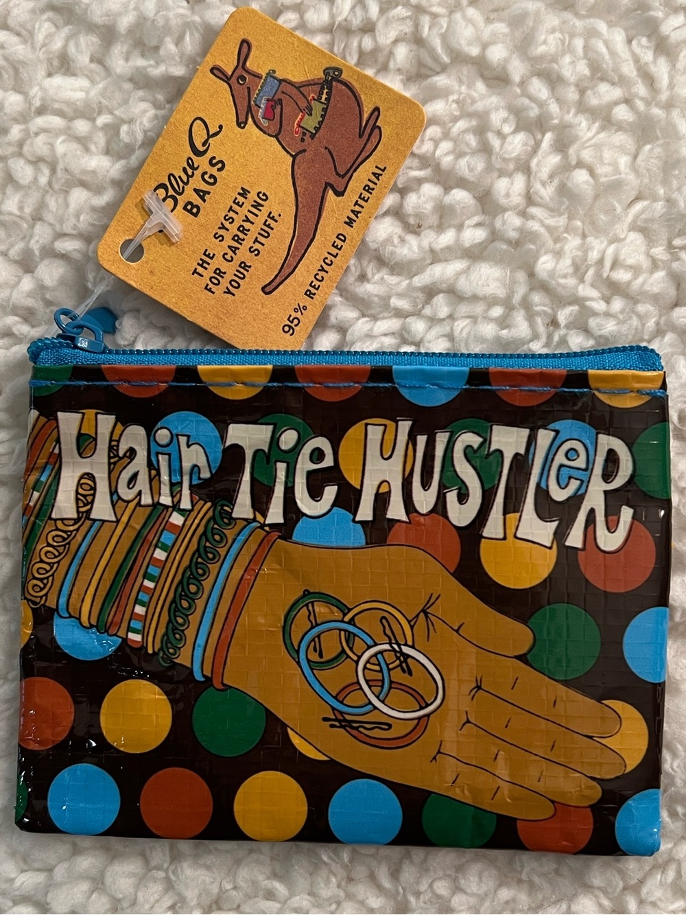 Blue Q "Hair Tie" Coin, Credit Card, Earbud, Lipstick, Smalls Zip Storage Bag